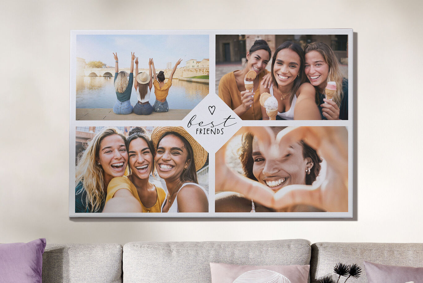 Collage d'amis célébrant et savourant des moments