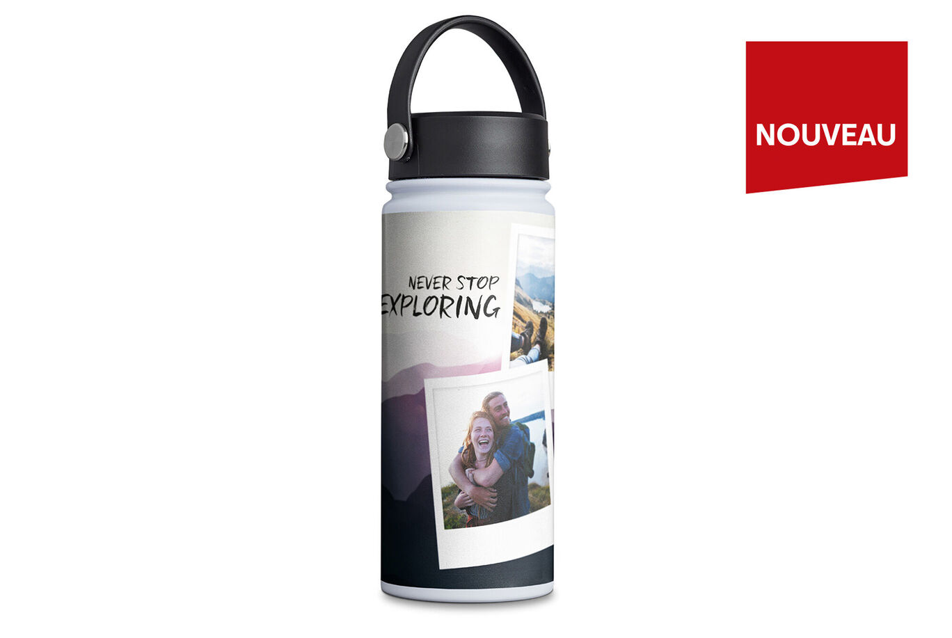 Bouteille d'eau avec design inspirant et photos
